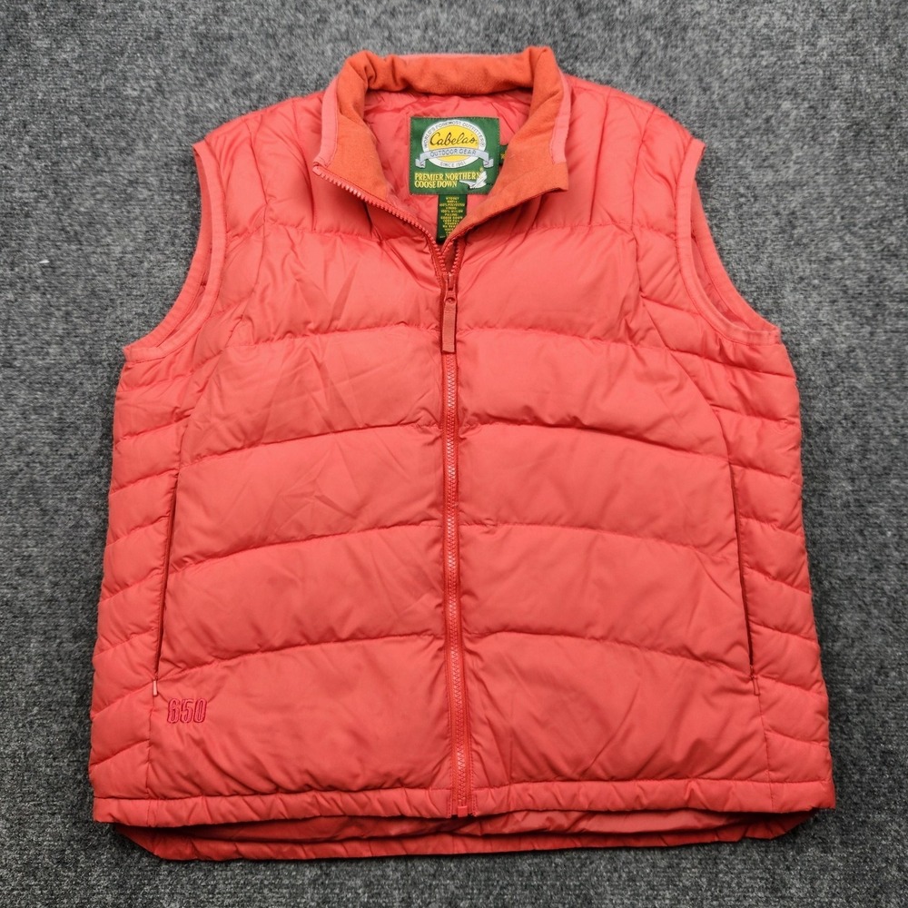 Cabela's Vest Mens Large Red Premier Northern Goose Down 650 Puffer Outdoor